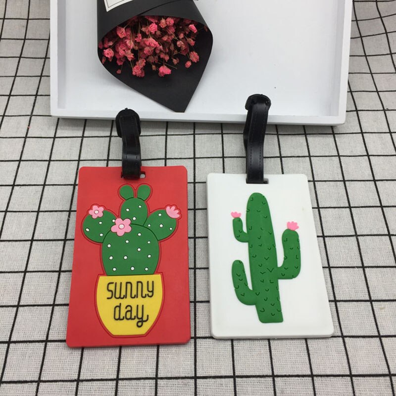 Cartoon Cactus Creatieve Bagagelabel Silicagel Travel Accessoires ID Identifier Label Tag Adres Holder reizen