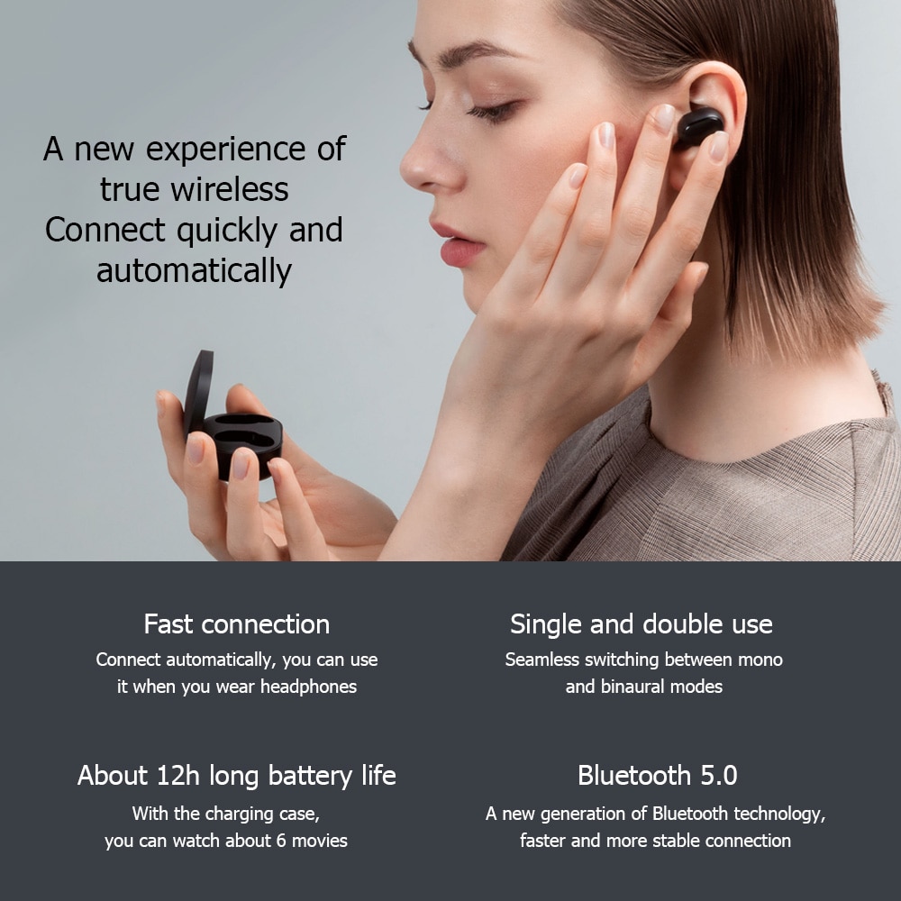 Original Xiaomi Redmi Airdots 2 TWS Earphone True Wireless Bluetooth 5.0 Stereo Bass With Mic Handsfree Earbuds Xiomi Headphones