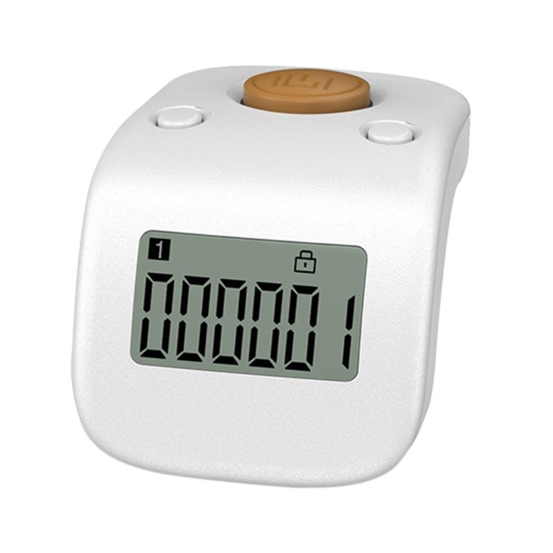 Mini Rechargeable Digital LCD Electronic Finger Ring Hand Tally Counter Six/6 Digit beads/Prayer Counter Clicker: white
