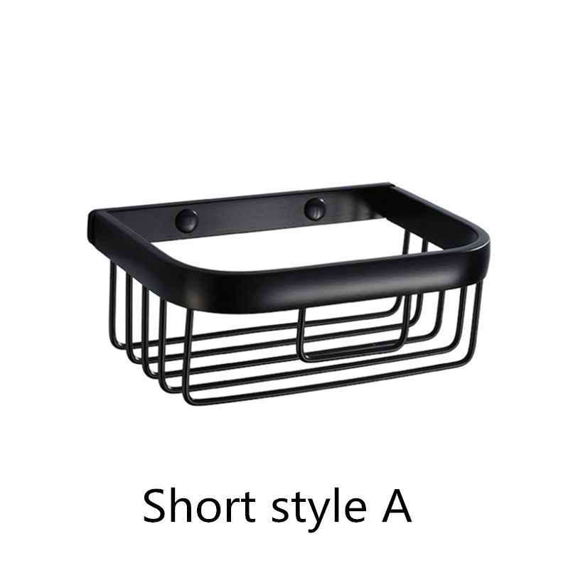 Badrum hylla hörn arrangör aluminium svart hyllor dusch förvaringsställ väggmonterad hörn korg schampo hylla förvaring: Kort stil a