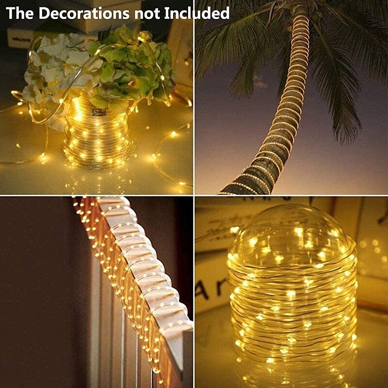 Led trädgård gård solar lampa ljusslingor 7m/12m/22m/32m 300 led fairy julfest krans sol rep tube lamp light