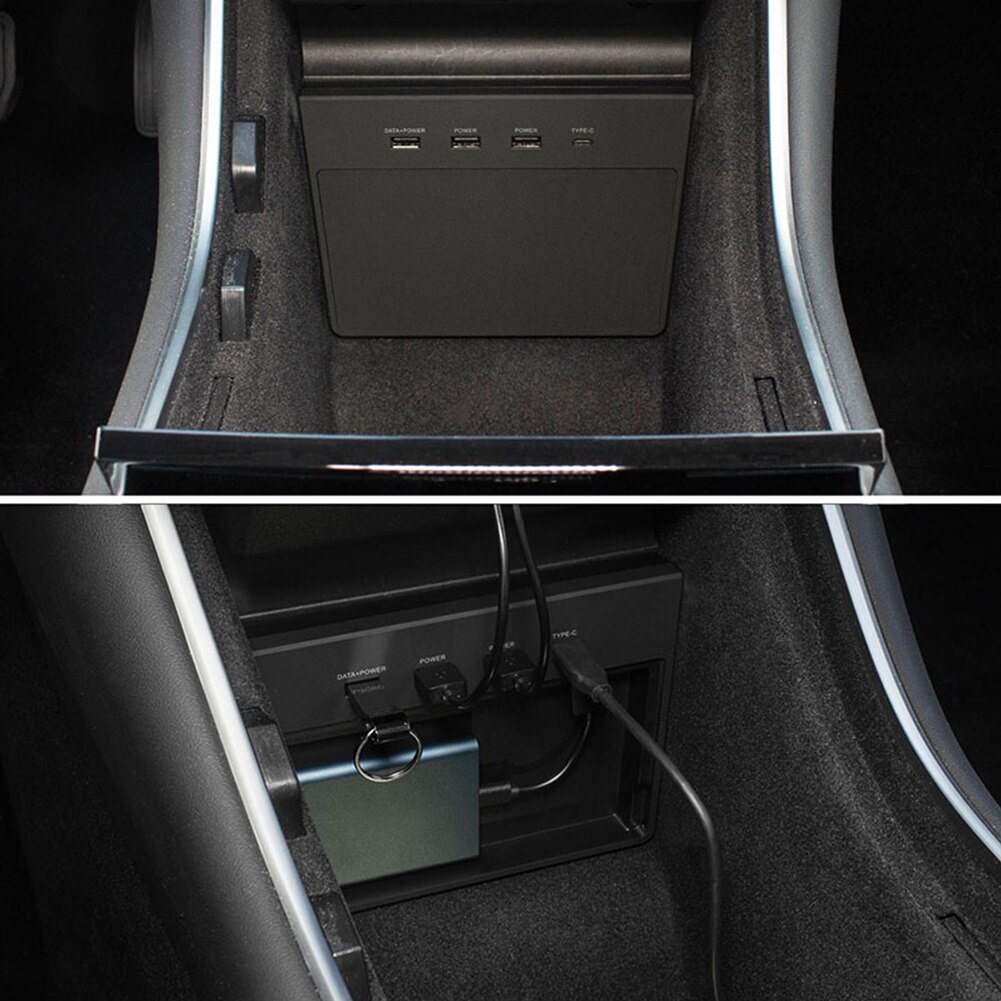 Kit Hub USB 5 en 1 pour Tesla Model 3 type-c, avec coussinet de charge, connecteur Multi USB, Console centrale pour intérieur de voiture