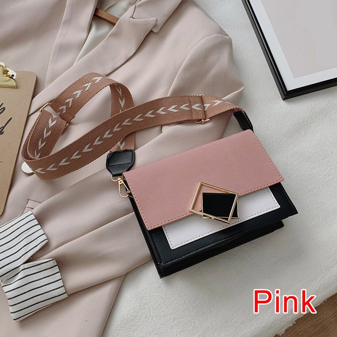 Sac à bandoulière pour femmes, petit sac de voyage carré sauvage, sacs à main Messenger, couleur unie, fourre-tout,: 2