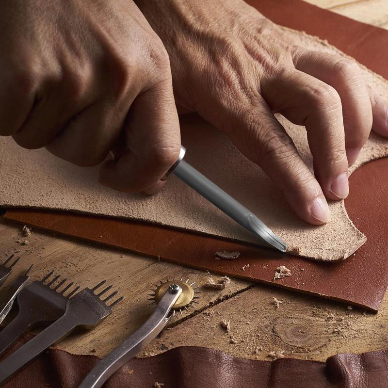 0.8/1/1.2mm Sharp Leather Edge Beveler Skiving Tools Wood Handle Leather Edge Cutter Leathercraft DIY Cutting Tool
