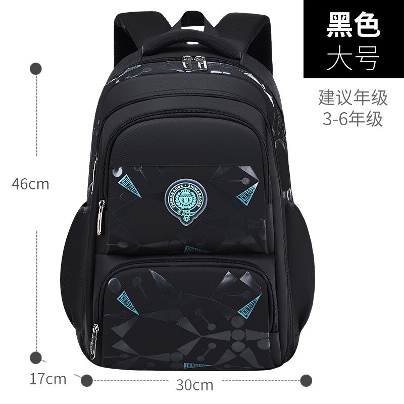 Grade 3-6 Waterdicht Kinderen Schooltassen Jongens Basisschool Rugzakken Orthopedi Junior Hoge Schooltas Mochila Infantil: Black large