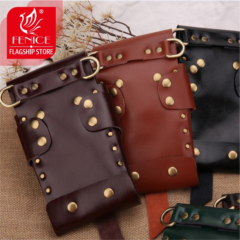 Fenicehigh gesp retro leren etui kapperssalon holster tas stylingtools tas voor 9 haarscharen