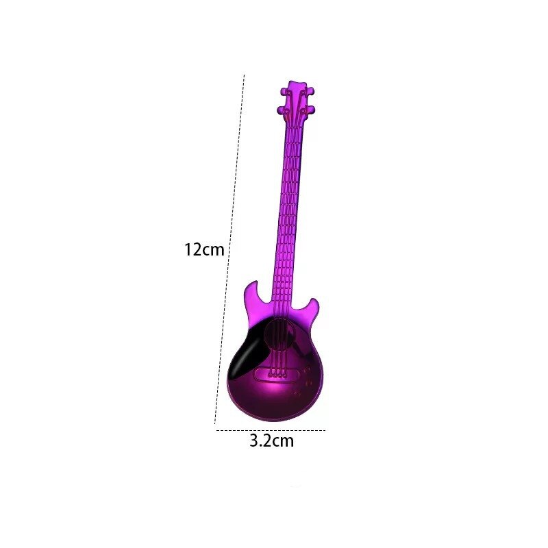 304 Roestvrij Staal Koffie Lepel Creatieve Gitaar Mini Lepel Roeren Honing Dessert Lepels Keuken Gereedschap Accessoires: purple