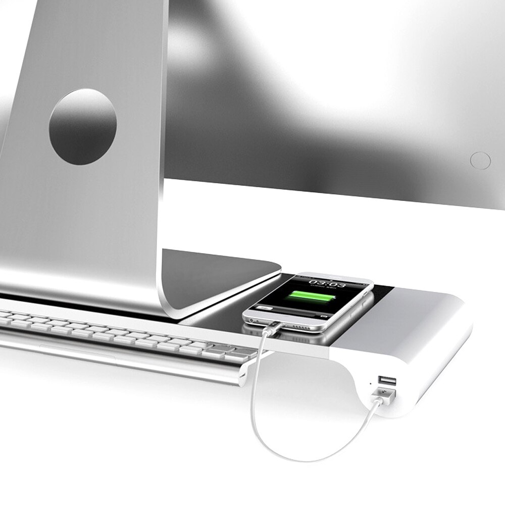 Hawken aluminiumslegering romstangmonitor stativ bord med 4 usb -porter for imac macbook datamaskin bærbar under 20 tommer