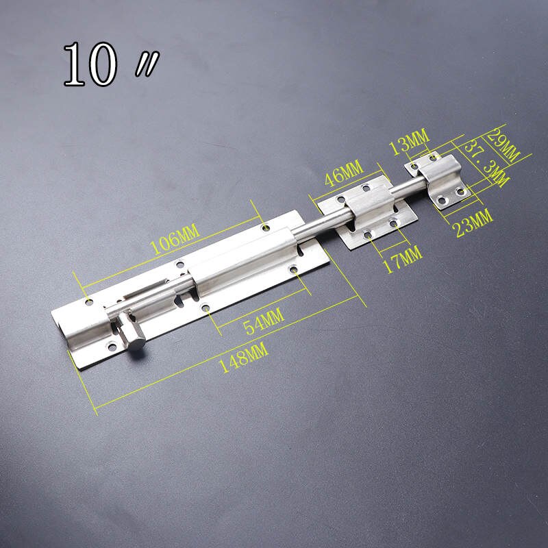 1Pc 2/3/4/5/6/8/10/12 Inch Long Silver Stainless Steel Door Latch Sliding Lock Barrel Bolt Latch Hasp Stapler Gate Safety Lock: 10 inch