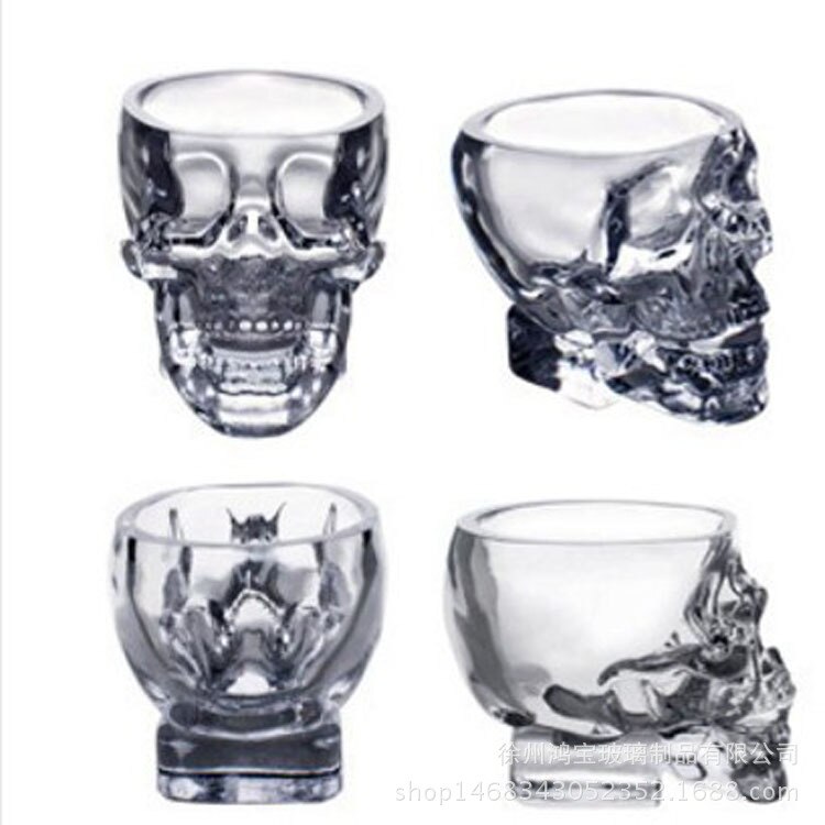 4/2/1Pcs Crystal Skull Head Vodka Whiskey Shot Glass Cup Transparent Drinkware Whiskey Home Bar Beer Cup: 4pcs