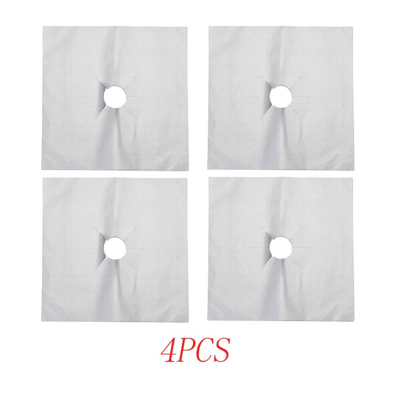 Reusable Gas Stove Burner Cover Liner Mat Non-Stick Gas Stove Protectors Hob Liners Cover Stovetop Burner Sheeting Mat Pad: 4pcs White