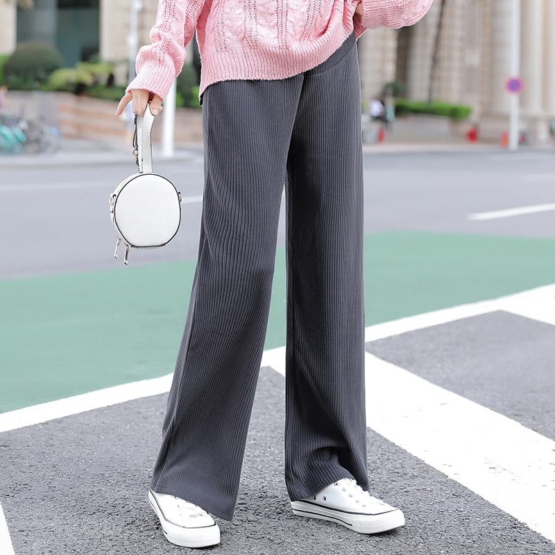 Clothes for Pregnant Women Maternity Pants Spring Autumn Wear Casual Wide Leg Trousers Corduroy Loose Pregnancy Pants