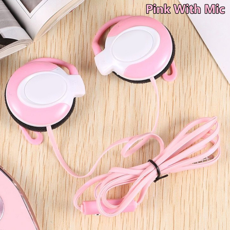 Wired Headphones Stereo 3.5MM Ear Hook Music Game Earphone With Mic For Mobile Phone PC Laptop Mp3 Mp4 Wired Headset: black