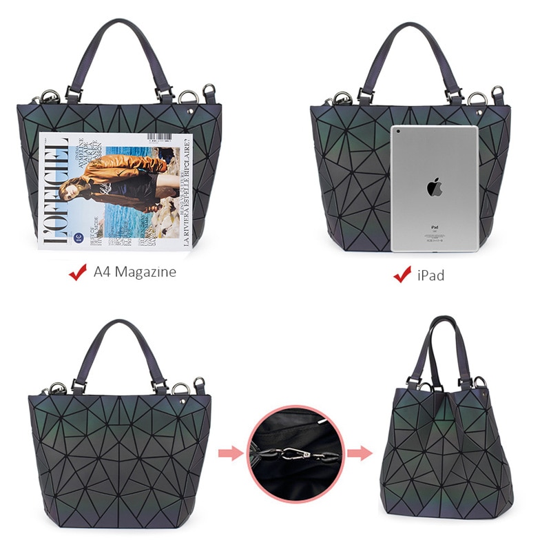 Women Handbags Bag Set Crossbody Bags For Women Luminous bao bag Geometric Shoulder Bag Female Purse Handbag Tote Holographic