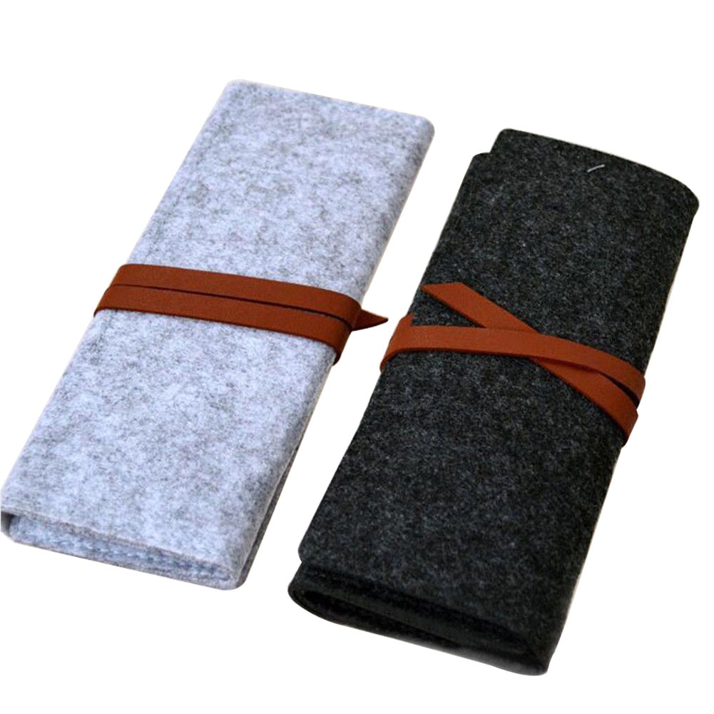 Pencil Case Pen Organizer Canvas Soft Storage Bag Paint Brush Stationery Roll Up Arts Craft Pen Bag Portable Drawing