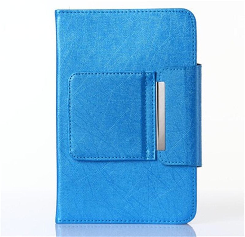 7 Inch/10 Inch Platte Bluetooth Toetsenbord Ipad Tablet Universele Bluetooth Toetsenbord Lederen Case Voor Apple Ipad Windows, android, Ios: 7 inch Blue