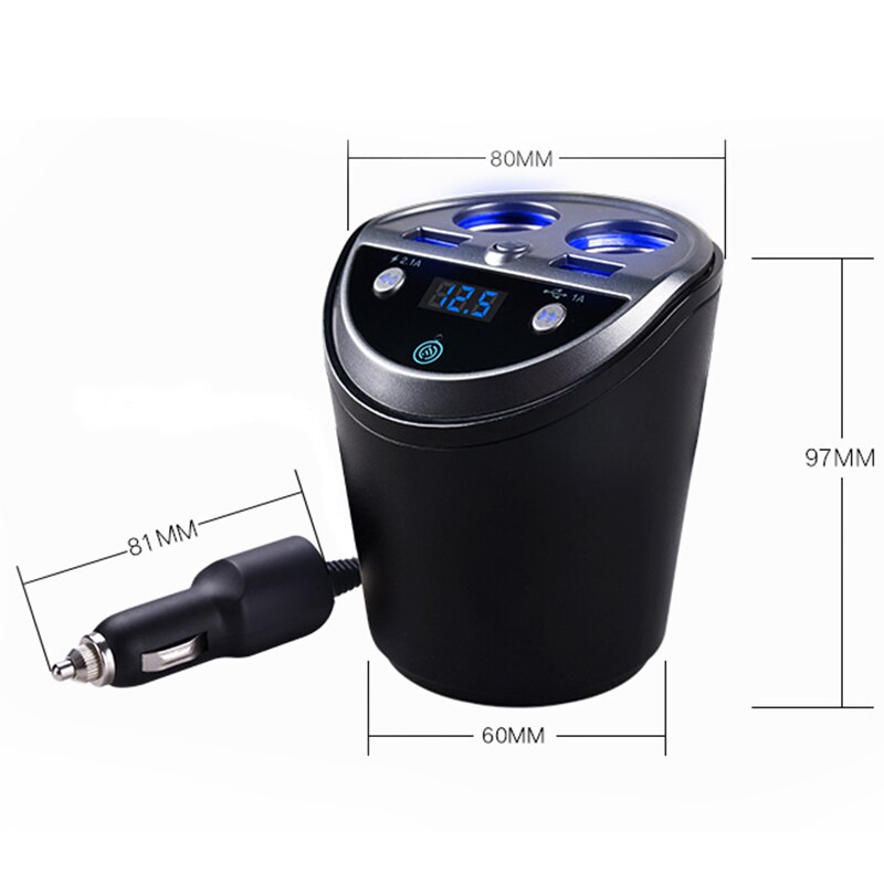 Transmisor Fm Bluetooth para coche inalámbrico, reproductor de Mp3, soporte de taza, Kit de manos libres para coche, Radio Fm, puerto de encendedor de cigarrillos de coche con doble Usb