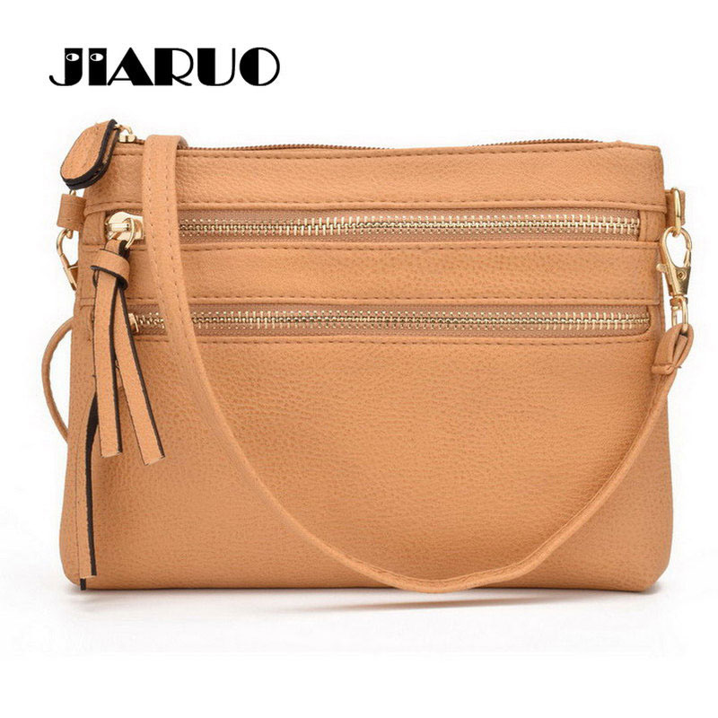 JIARUO Multi Zipper Pocket Women Small Mini Shoulder Crossbody Bag Ladies Satchel Handbag Cellphone Pouch