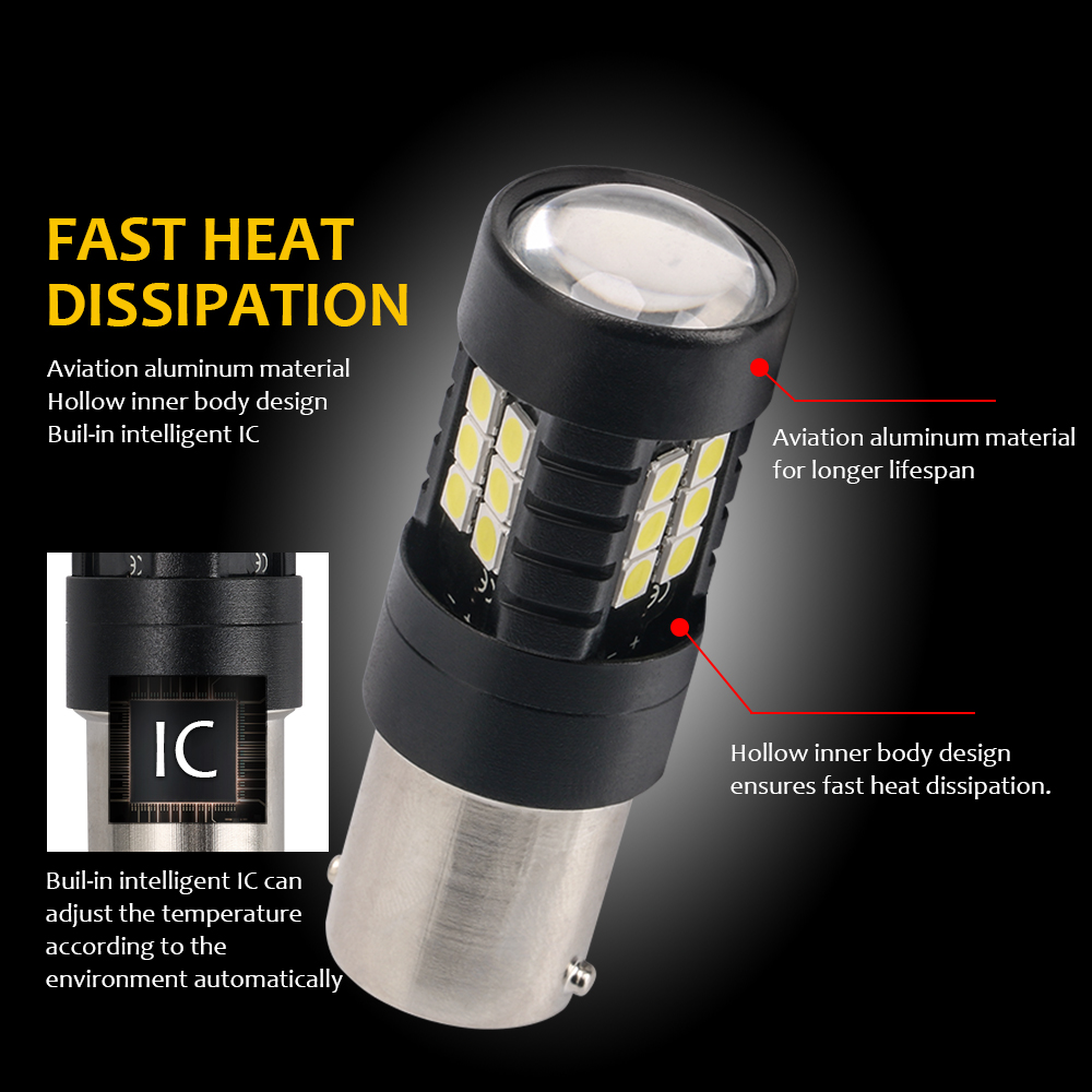 Ampoules Led Canbus sans erreur 1156 BA15S P21W 1157 BAY15D 21W 1156 BAU15S 3030 21SMD pour feu stop inversé, clignotant blanc, 1 pièce