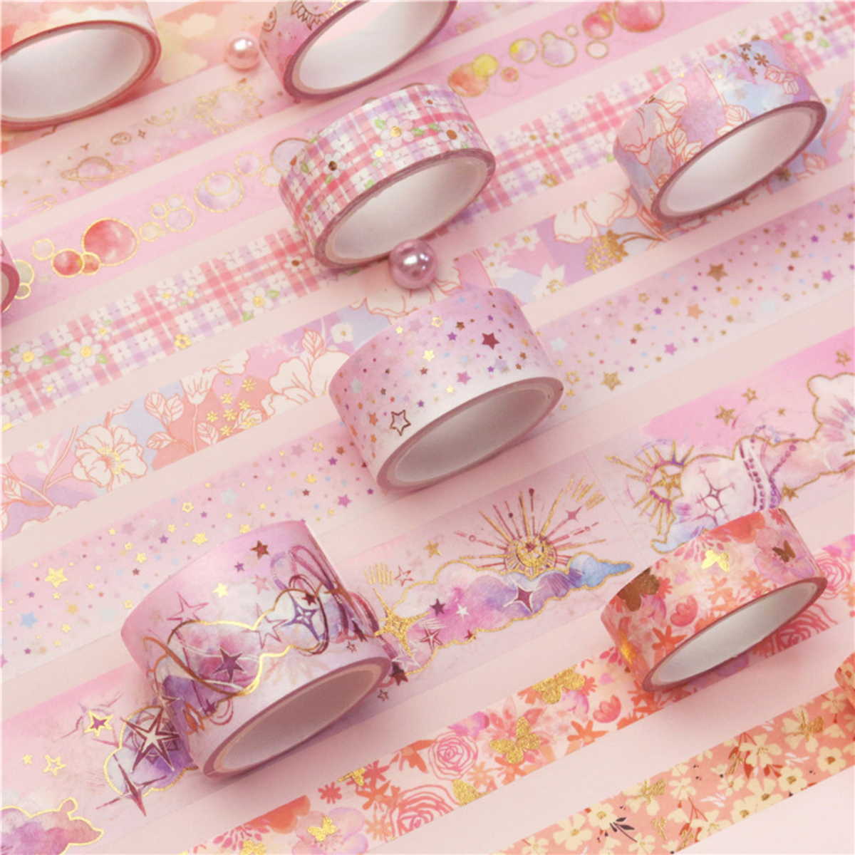 9 unids/set dulces recuerdos conjunto de cintas Washi doradas Scrapbooking Diy diario papelería Deco arte suministros cintas adhesivas