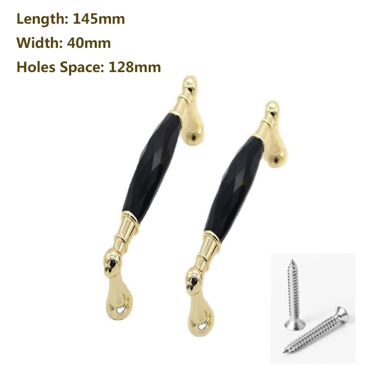 Moderne K9 Kristal Handvat Gouden Pulls Chrome Metalen Knoppen Lade Kast Deur Schoenenkast Handvat Kabinet Handvat Kast Handvat: 3pcs 145mm black