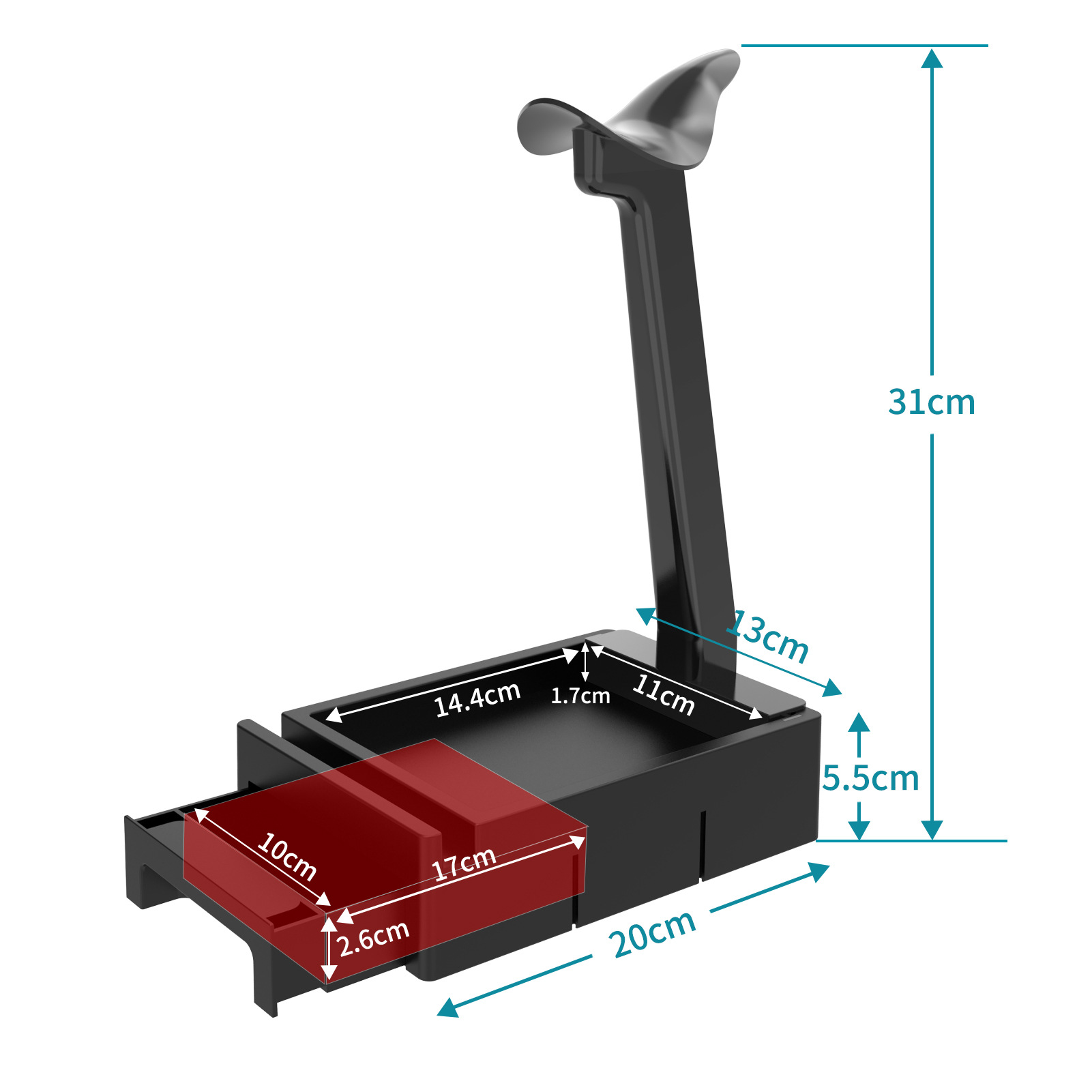 Soporte elevado para Monitor, caja de almacenamiento plegable con cajón para auriculares, carga USB: KM21