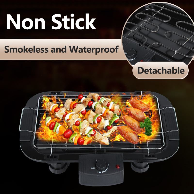 Non-stick temperaturkontrol elektrisk grill teppanyaki grill stegeplade bordplade røgfri til udendørs husholdningsmadlavning