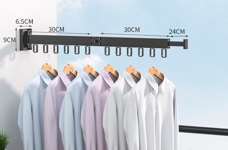 Intrekbare Doek Droogrek Opvouwbare Kleding Hanger Muur Mount Binnenversterker Buitenruimte Besparing Huis Waslijn: plum