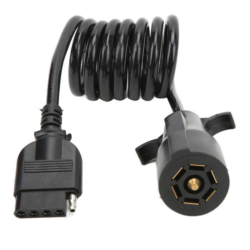 7 Way Round To 5 Way Pin Spiral Trailer Connector Adapter Plug 7 To 5 Way Trailer Connector Weather Resistant Spiral for