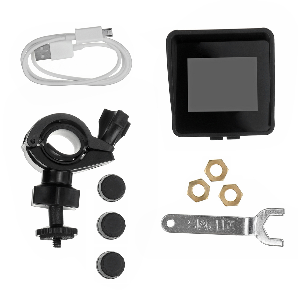 Solar Wireless Tire Pressure Monitoring System Motorcycle TPMS Tire Pressure Monitor LCD Display 3 External