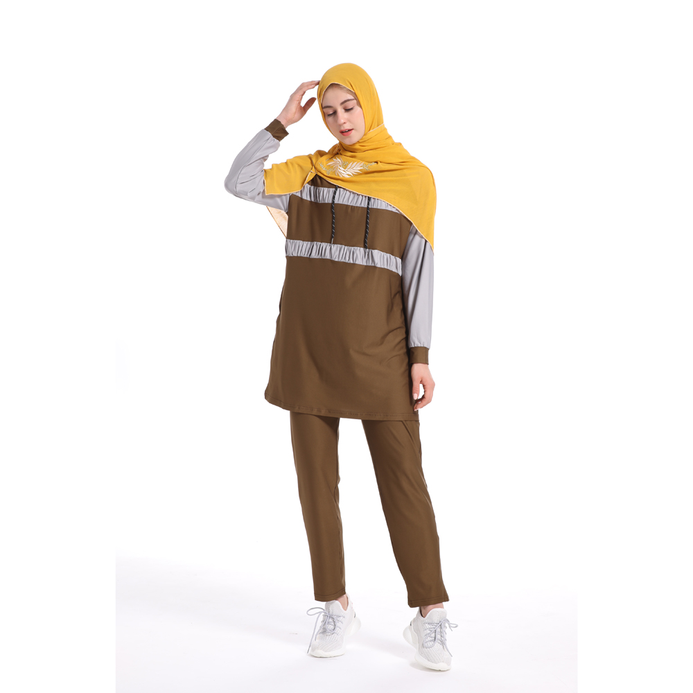 Muslim Women Two Piece Sweatsuit Muslim Cowl Neck Sweatshirt and Loose Long Pants Set Islamic Tracksuit
