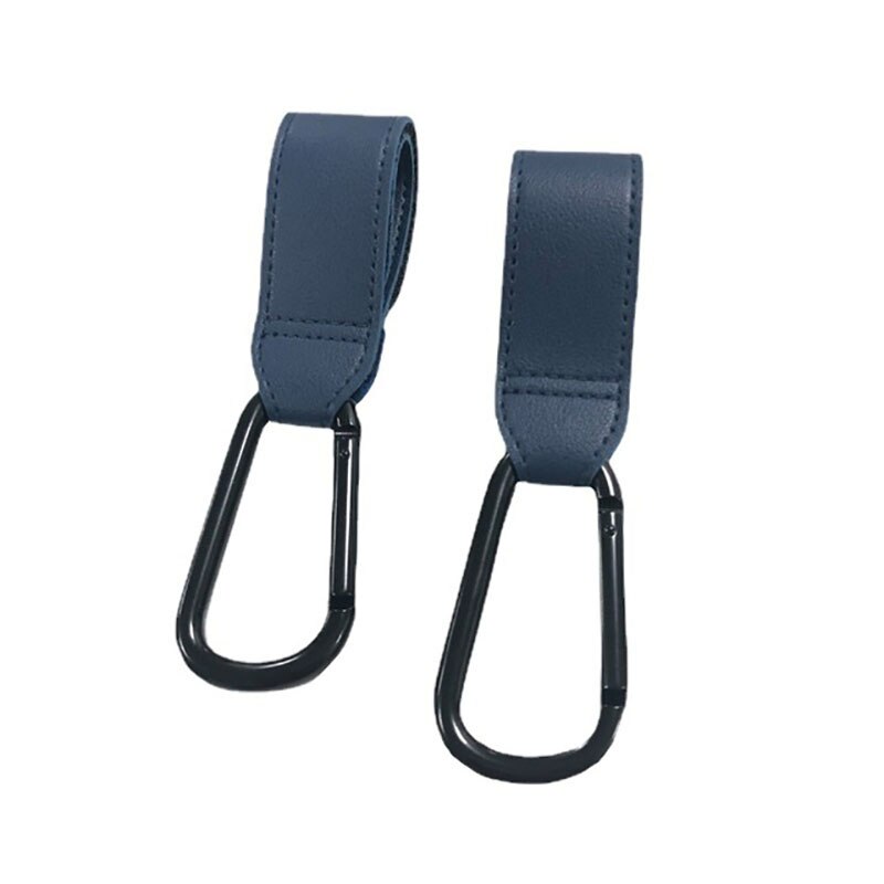 Baby Kinderwagen Haken Leder Haken Baby Auto Tasche Tragbaren Kinderwagen Haken für freundlicher Kinderwagen Organizer Reise Baby KleiderbüGel: 2Stck Blau