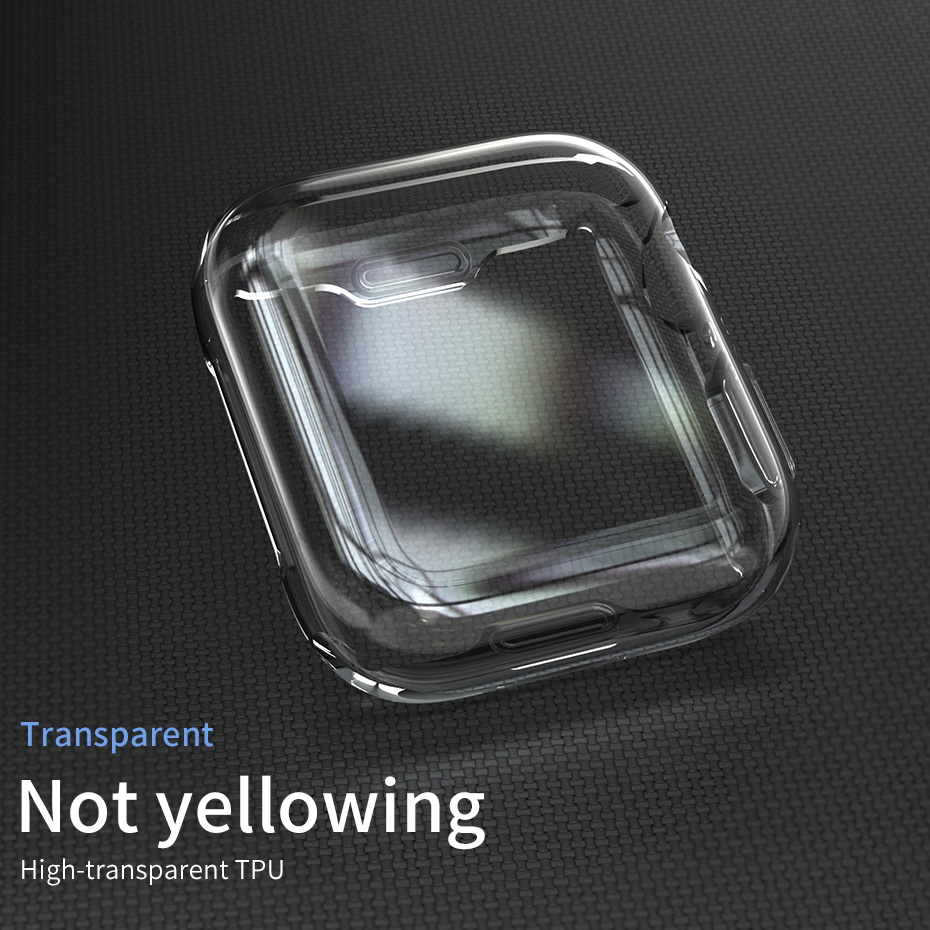 Hoco hoesje voor apple watch 5 40mm 44mm, transparante tpu-schermbeschermer, volledig transparante siliconen zachte hoes voor de apple watch-serie 4