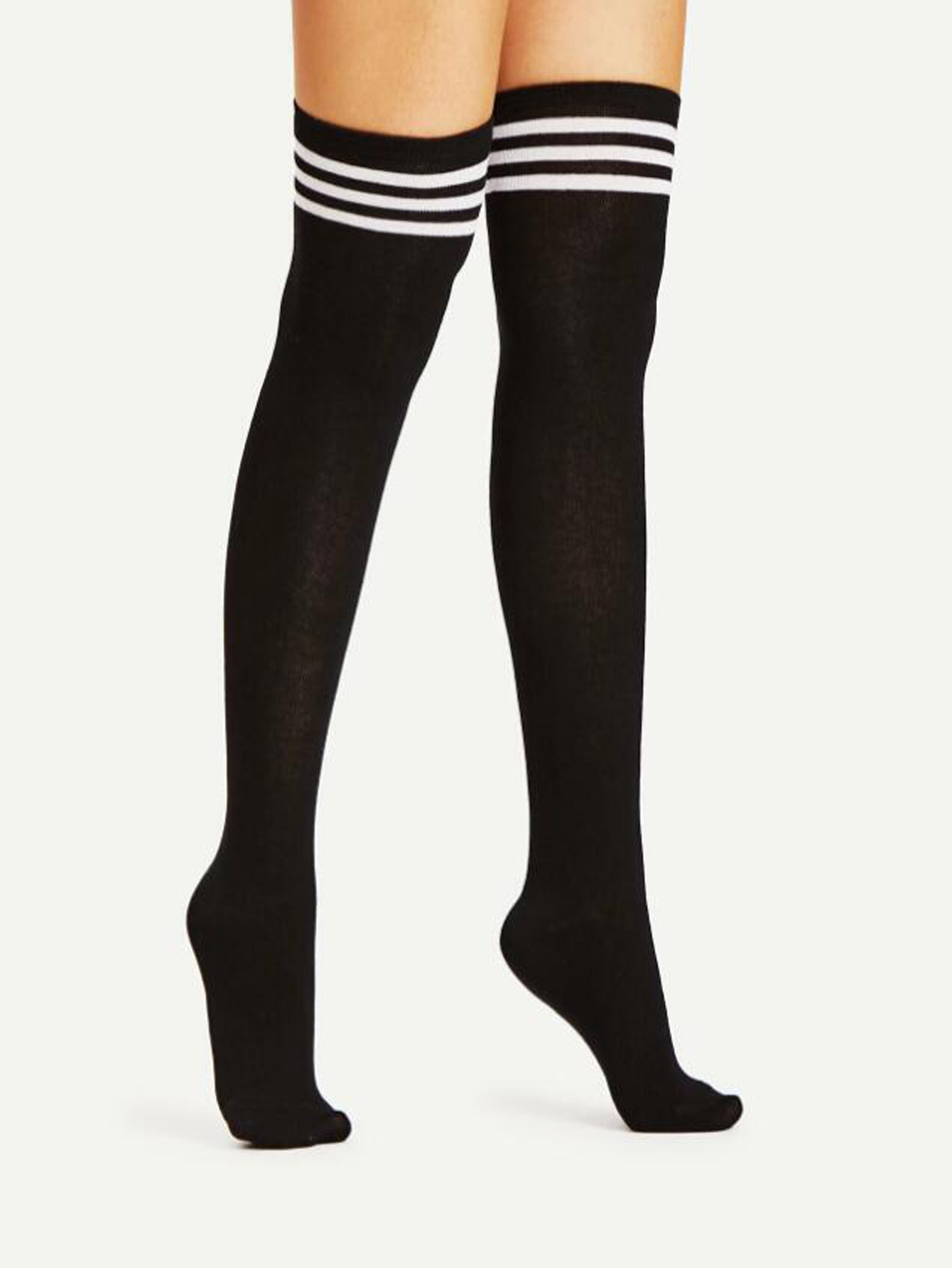 1/6 Pairs Women's Striped Stocking Japanese Over Knee Socks Women Keep Warm Slim Long Socks Black White Striped Hosiery: SKY BLUE