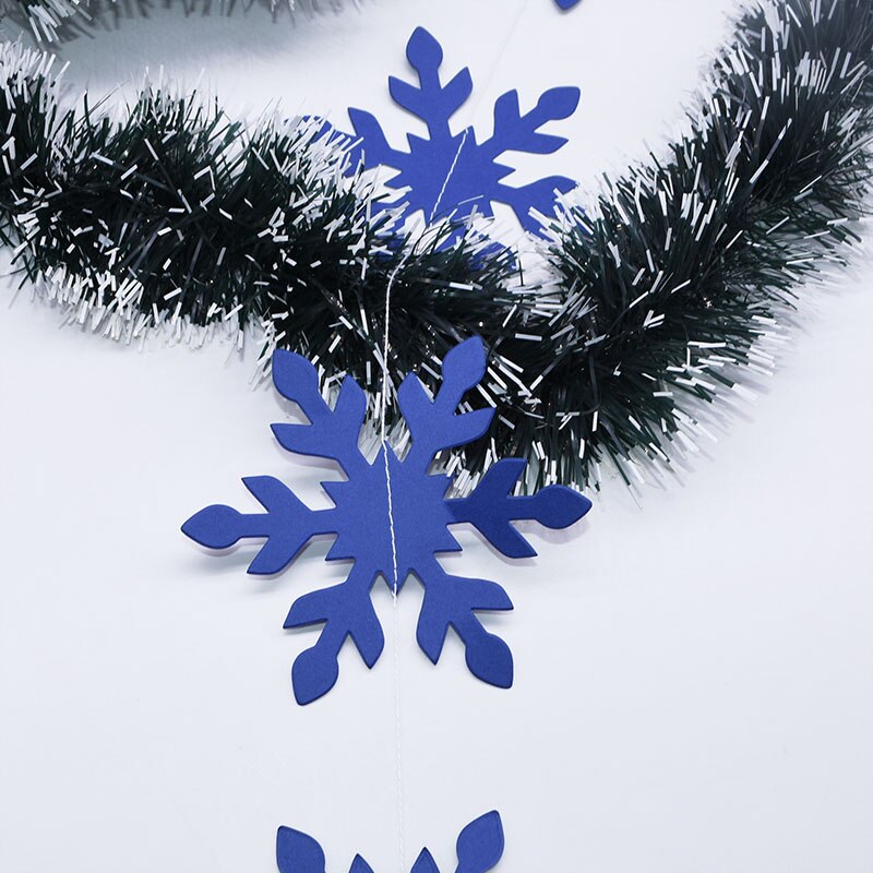 Snefnug form bunting banner jul hvid blå papir guirlande til vinterfest juleår hængende guirlande dekoration