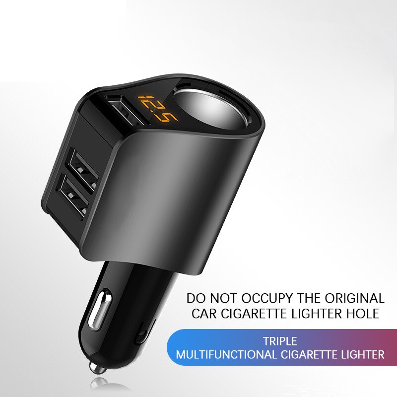 DC 12V Car Cigarette Lighter Adapter 2 Way Double Plug Socket Charger Splitter With Digital Display Voltage