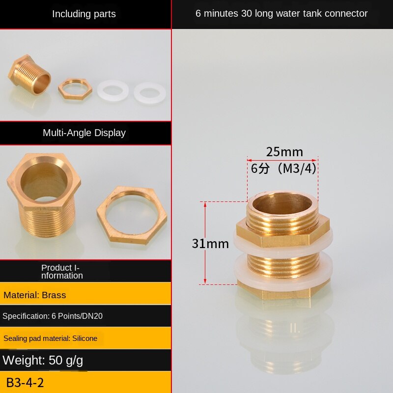 1/2IN 3/4IN 1 inch double outer wire connector outer teeth stainless steel water inlet and outlet water pipe fittings: A1section 6 points31