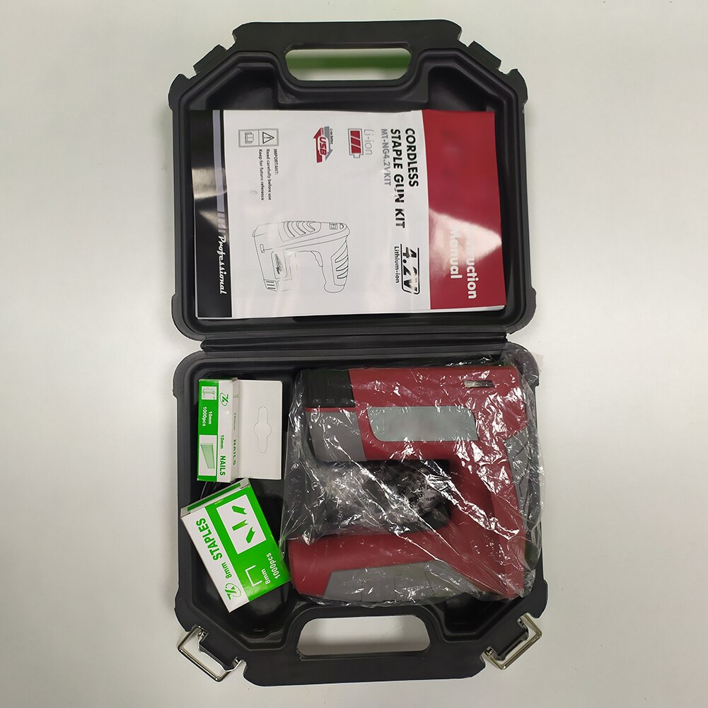 Portable Stapler Rechargeable Lithium Battery Cordless Electric Nail Gun Portable Straight/Square Staple Gun Woodworking Tools