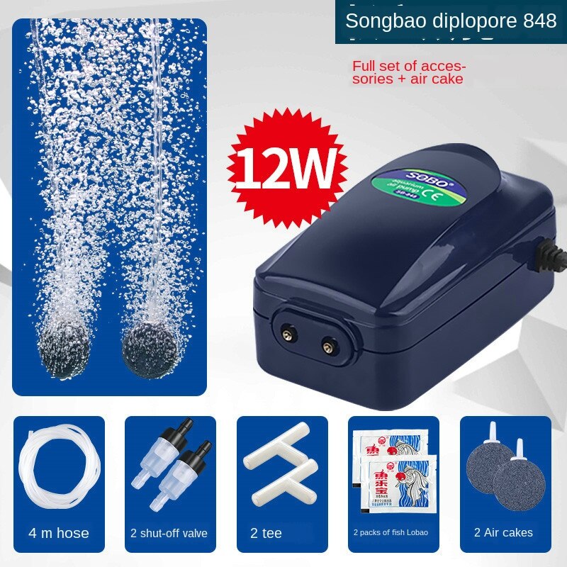 Regulating Fish Tank oxygen-increasing pump mute machine small oxygen-making machine for fish farming aquarium air pump: 848  and gift2