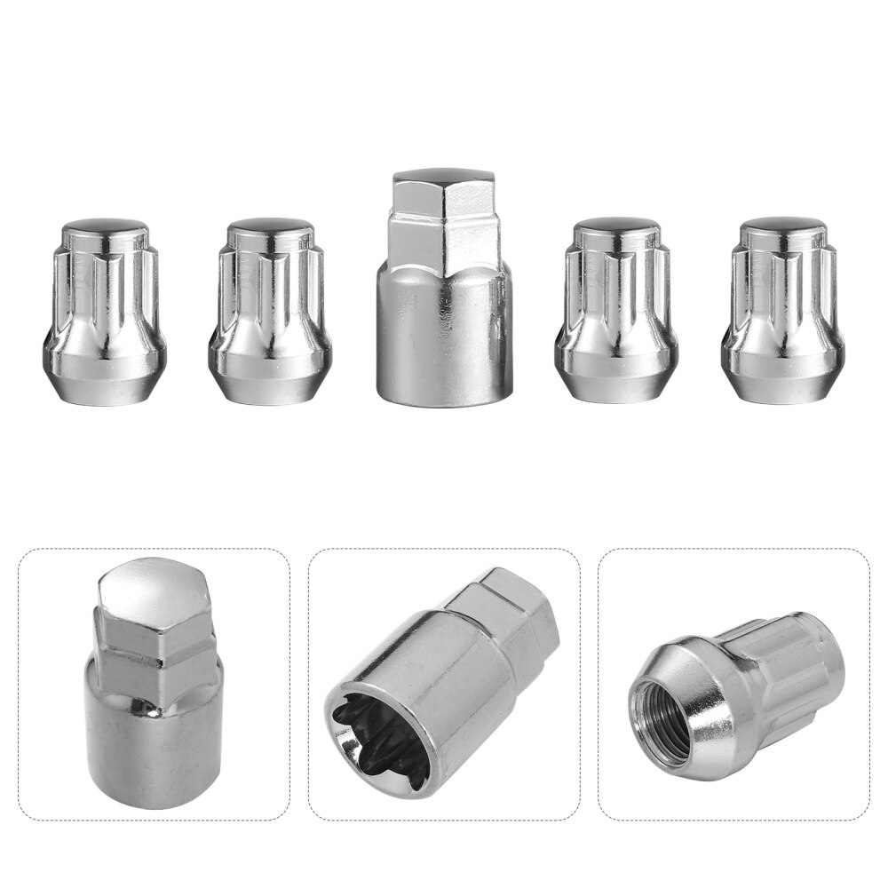 4pcs Locking Wheel Nuts Tapered Seat Anti Theft Nuts with 1pc Socket for Vehicle