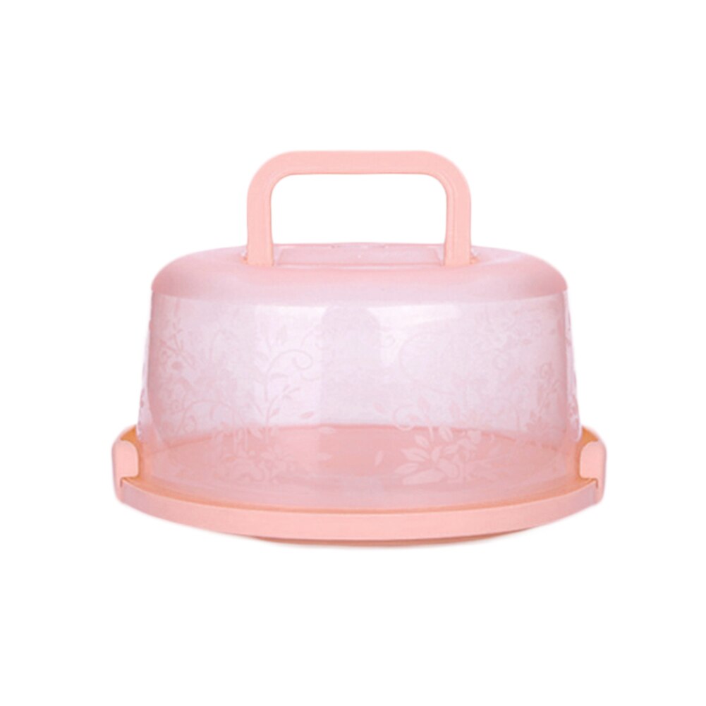 Plastic Ronde Cake Box Carrier Handvat Gebak Lichtgewicht Opslag Houder Dessert Container Cover Case Cake Accessoires: Roze