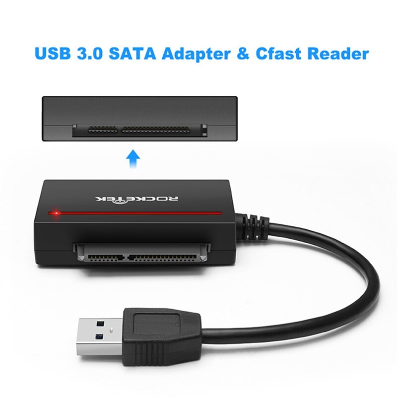 Lettore Rocketek CFast 2.0 adattatore da USB 3.0 a SATA scheda CFast 2.0 e disco rigido HDD da 2.5 pollici/lettura scrittura SSD e scheda CFast