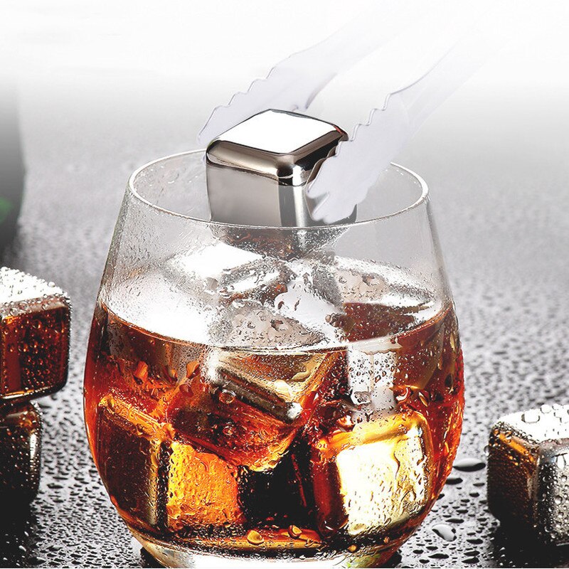 1PC Stainless Steel Whiskey Stone Ice Cubes Bar KTV Magic Supplies Wiskey / Wine / Beer Cooler Ice Rocks Whiskey Stones