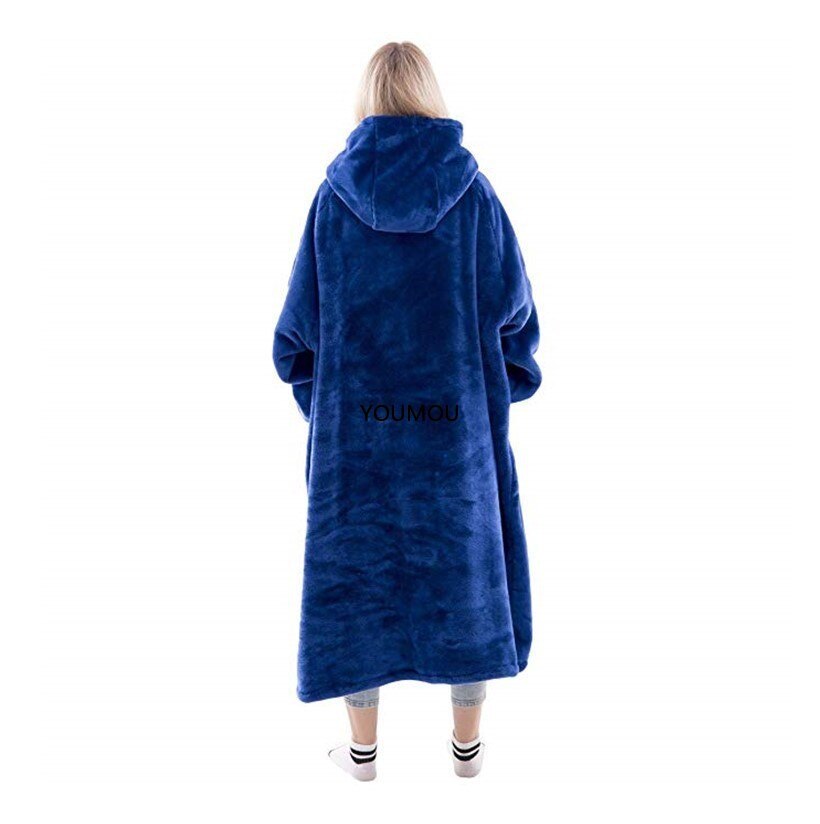 Super Long Oversized Blanket HoodieWinter Hooded Wearable Family TV Blanket with Sleeves Thicken Sherpa Fleece Hoody Sweatshirt