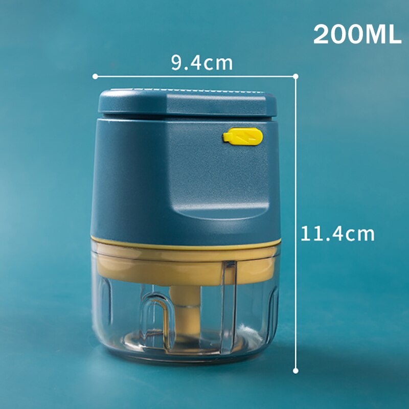 Elektrische Knoflook Stamper Usb Opladen Stevig Duurzaam Mini Crusher Chopper Voor Verpletterd Knoflook Geplet Gember Gemalen Verse Chili: Blue 200ML