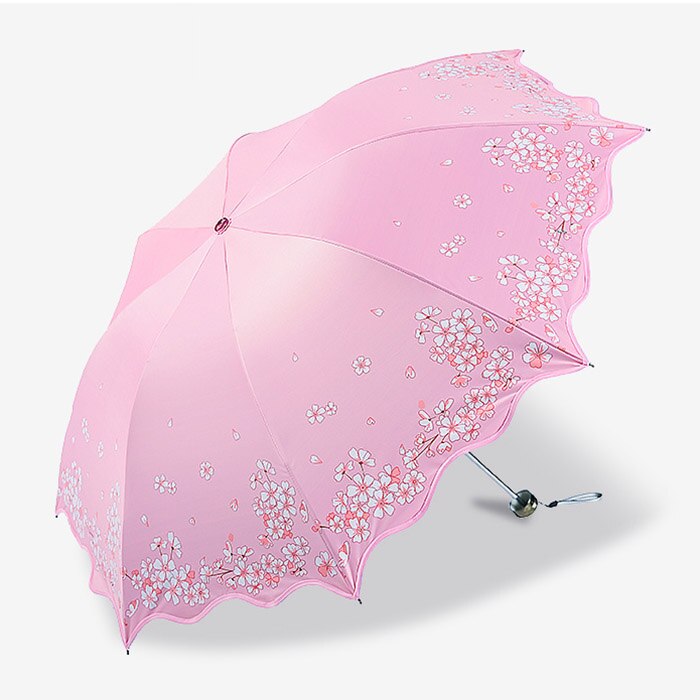 Flower Umbrella Female Folding Chinese Light Anti-UV Girl Sun Parasol Kids Umbrellas Rain Women: Pink
