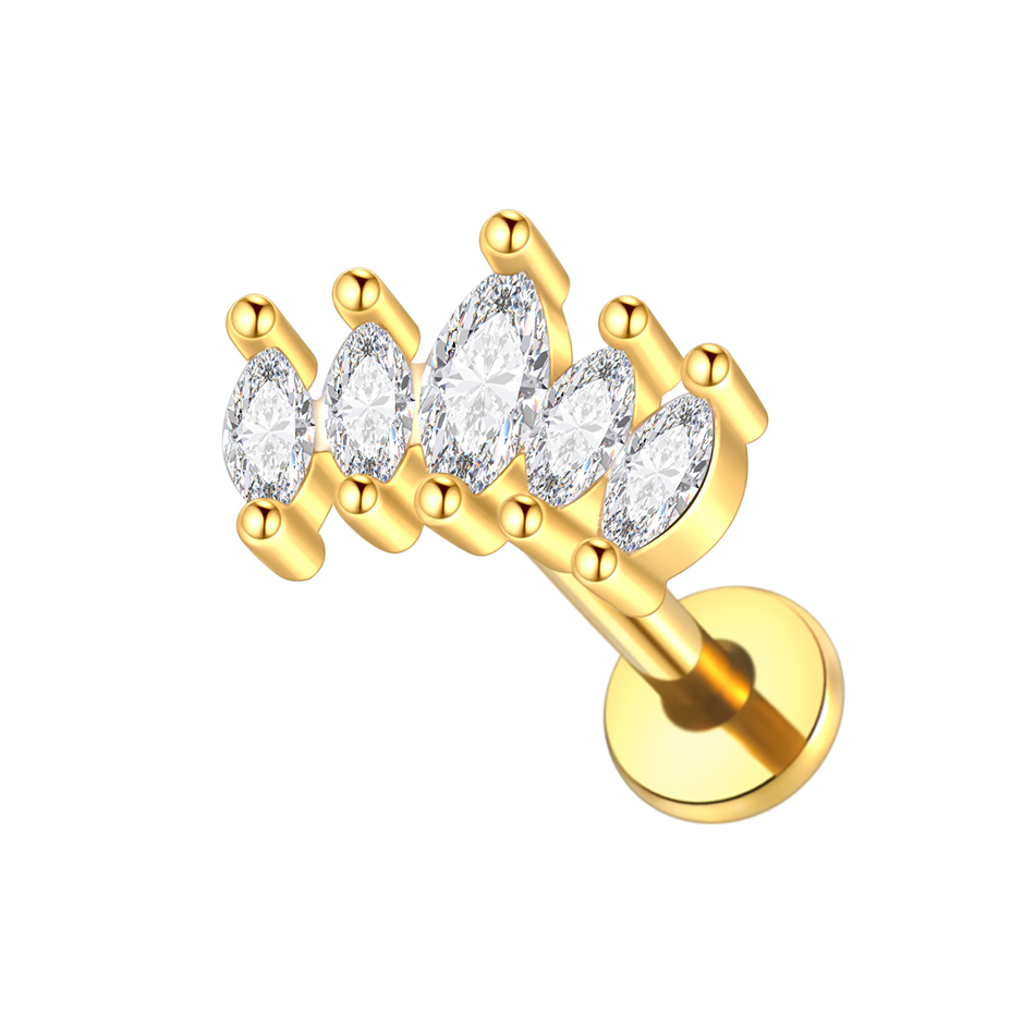 1PC Fiore di Cristallo Trago Orecchino Penetrante 16G Croce Cartilagine Penetrante perno elica Gioielli Conch torre Lobo Orecchino Labret perno: bianca / Di Colore Giallo chiaro