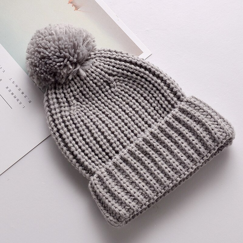 Baby Knitted Winter Hat Boys Girls Pompom Cap Crochet Knitted Candy Color Toddler Beanie Cap Infant Kids Children Hairball Hats