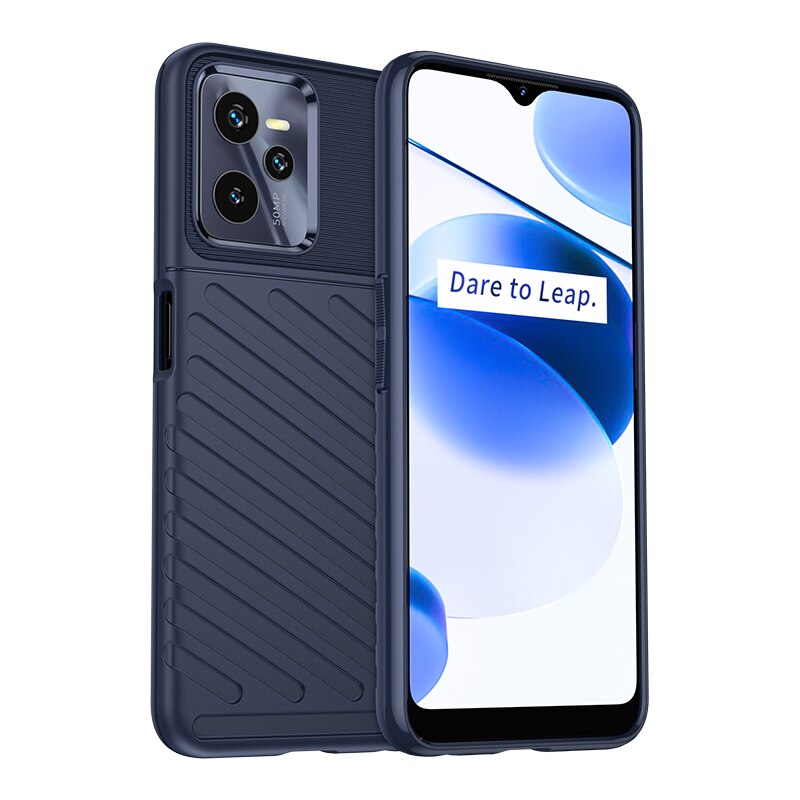 Voor Realme C35 Case Rubber Silicone Matte Zachte Beschermende Armor Case Voor Realme C35 Cover Voor Realme C35 Case: Blue