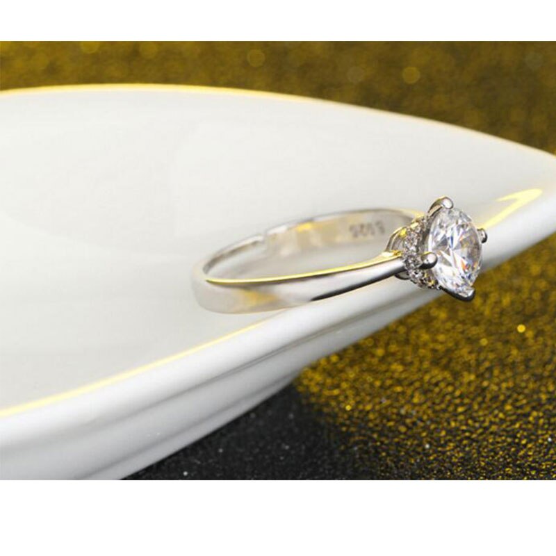 Anenjery moda quente clássico anel de casamento cor prata 6mm aaa cz zircão anéis para feminino anillos redimensionável S-R178